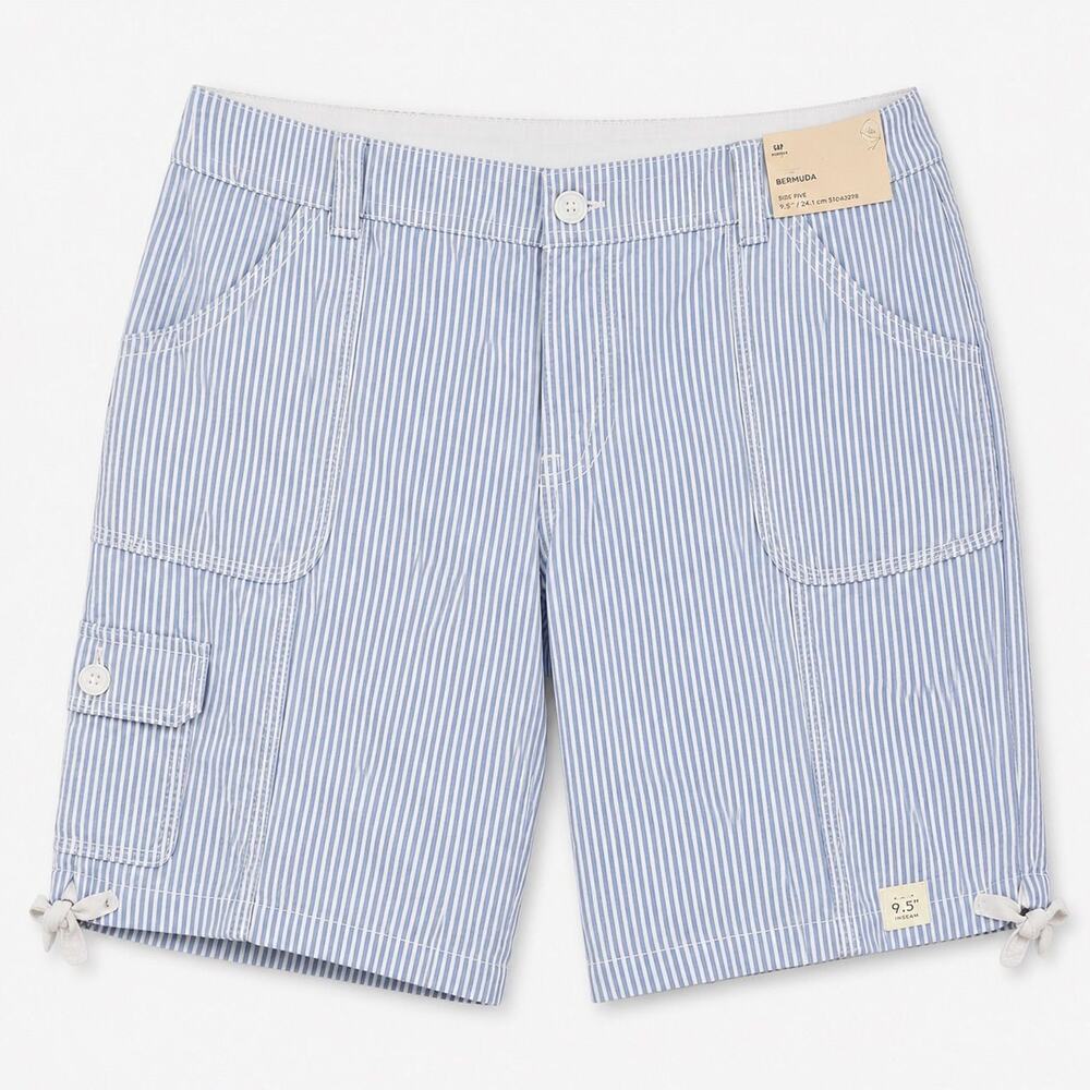 St. John’s Bay Blue & White Striped Bermuda Shorts Size 18P
